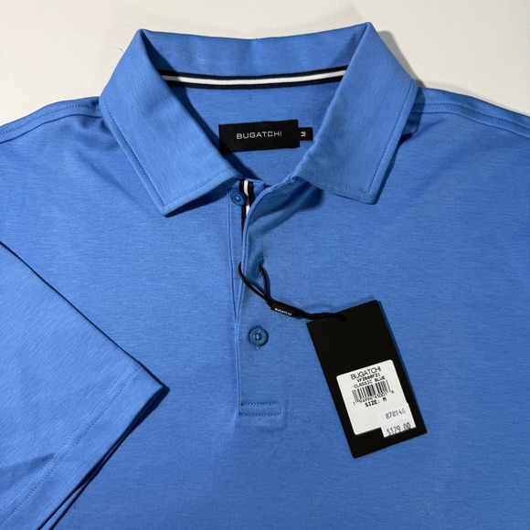 Bugatchi Other - Bugatchi Mens Classic Blue 100% Pima Cotton Short Sleeve Polo Shirt Medium NWT